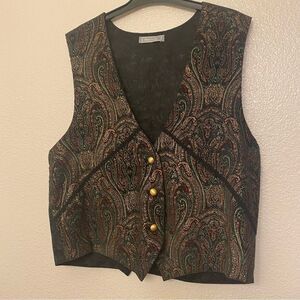 Vintage waistcoat vintage button up character costume paisley gold button vest M